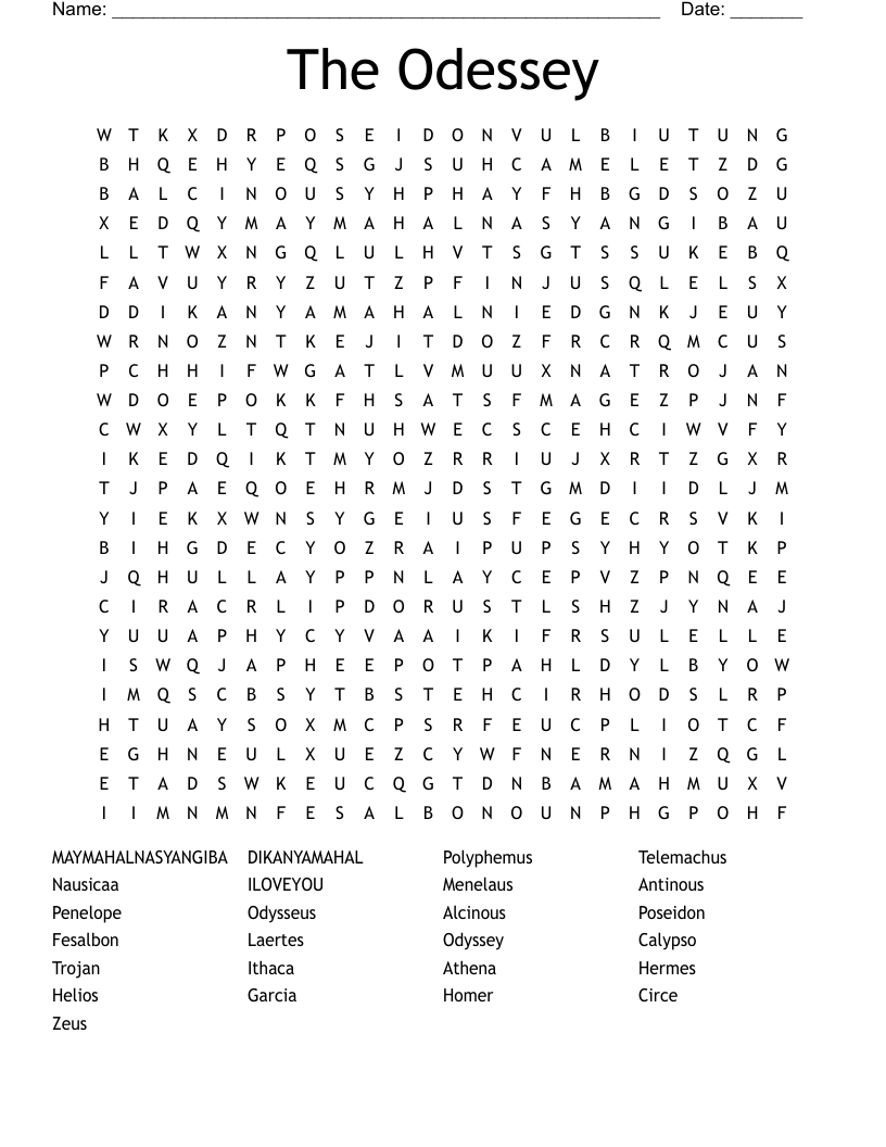 The Odessey Word Search