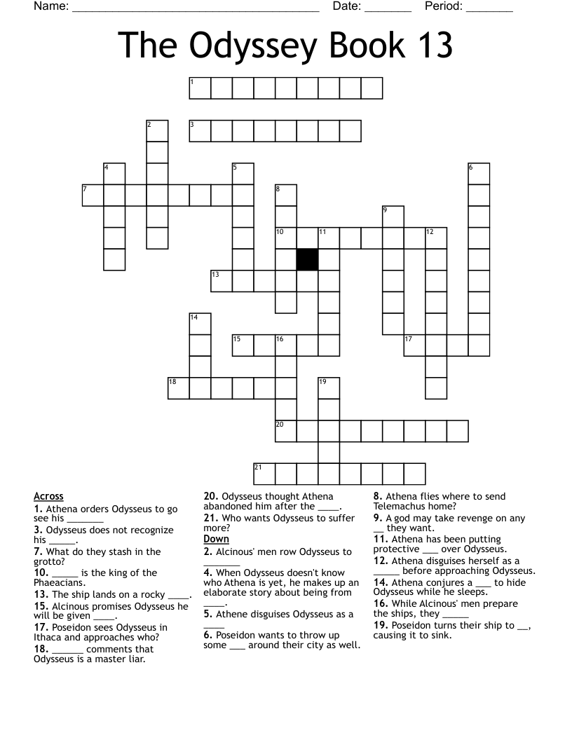 The Odyssey Book 13 Crossword