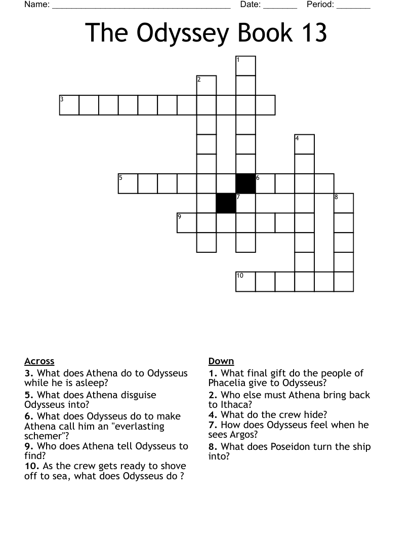 The Odyssey Book 13 Crossword