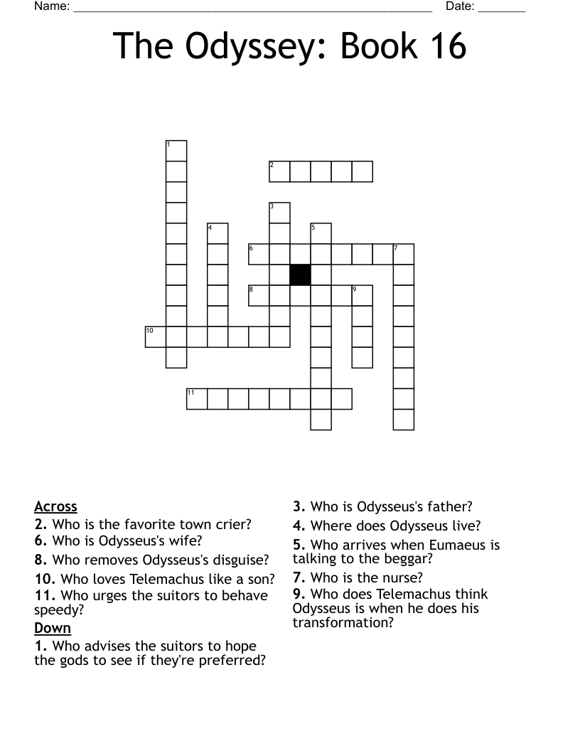 The Odyssey: Book 16 Crossword