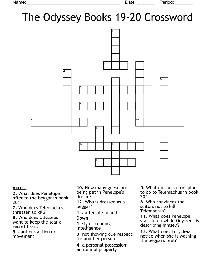 The Odyssey Books 19-20 Crossword