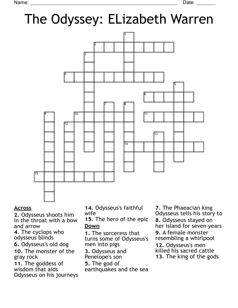 The Odyssey: ELizabeth Warren Crossword