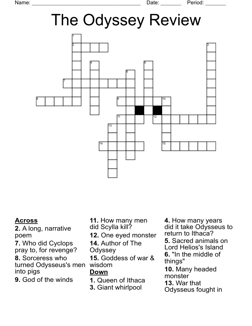 The Odyssey Review Crossword