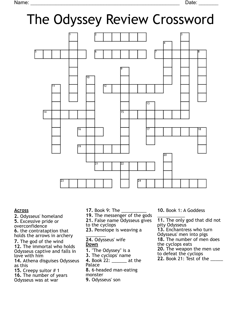 The Odyssey Review Crossword 