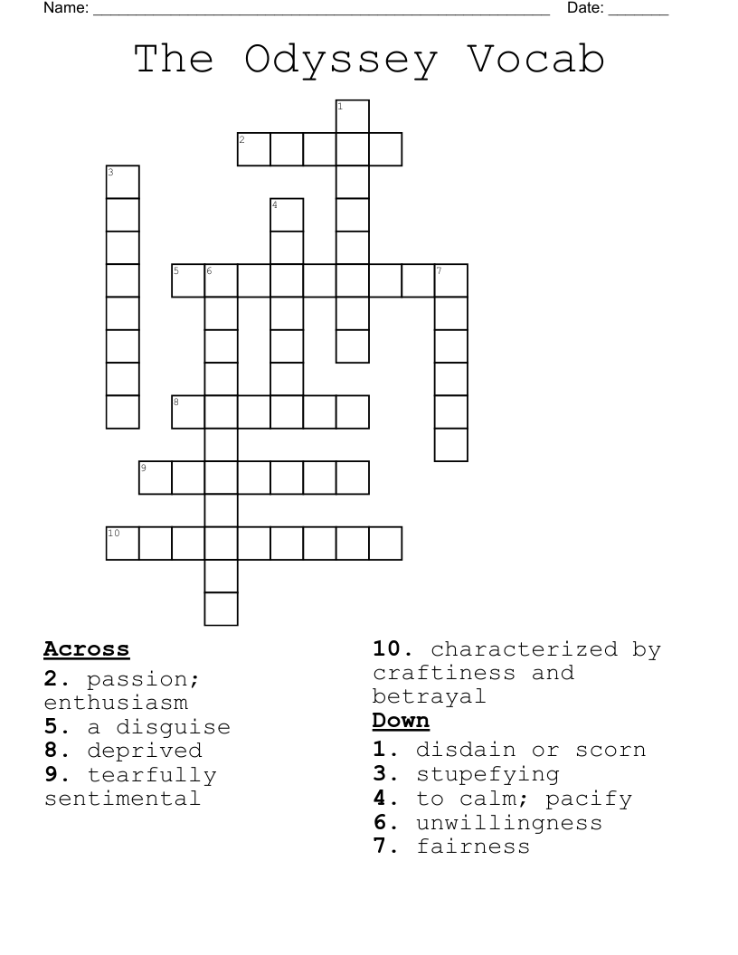 The Odyssey Vocab Crossword