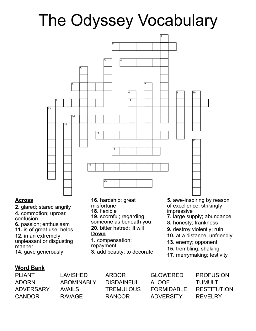 The Odyssey Vocabulary Crossword