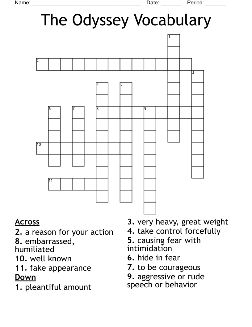 The Odyssey Vocabulary Crossword