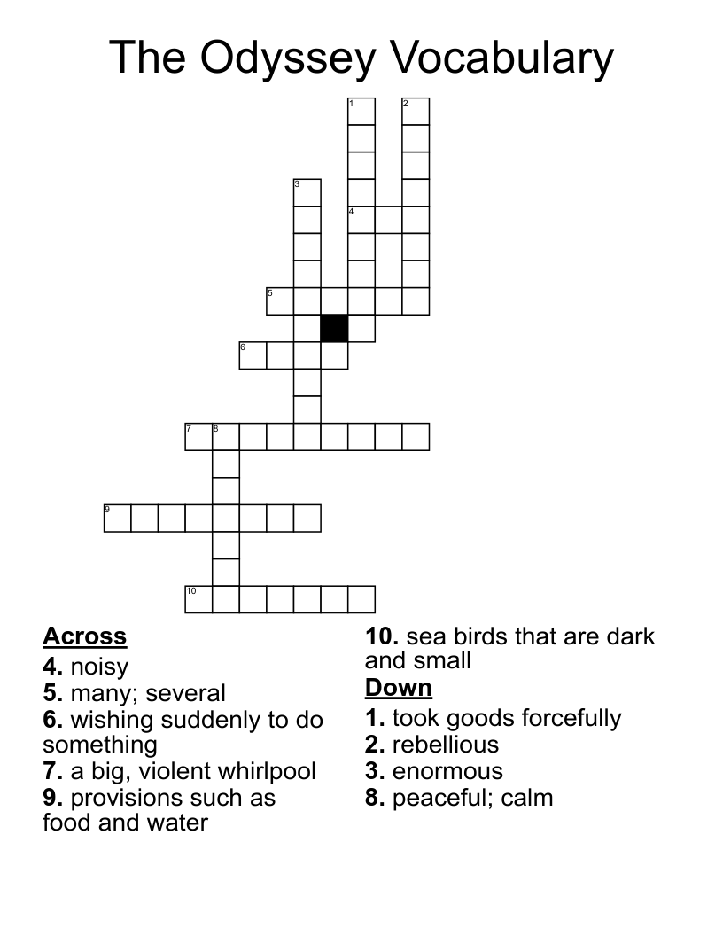 The Odyssey Vocabulary Crossword