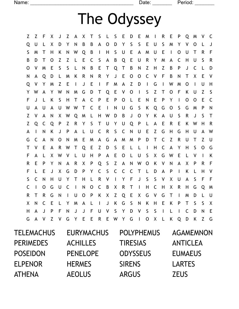 The Odyssey  Word Search