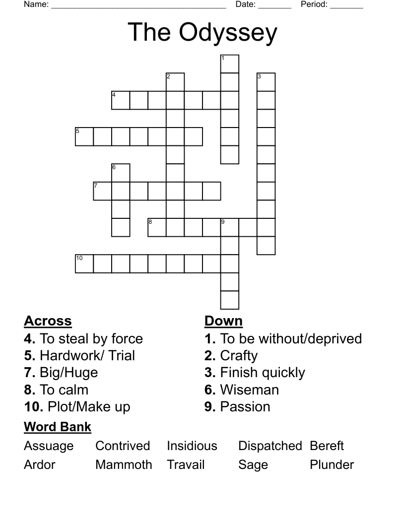 The Odyssey  Crossword