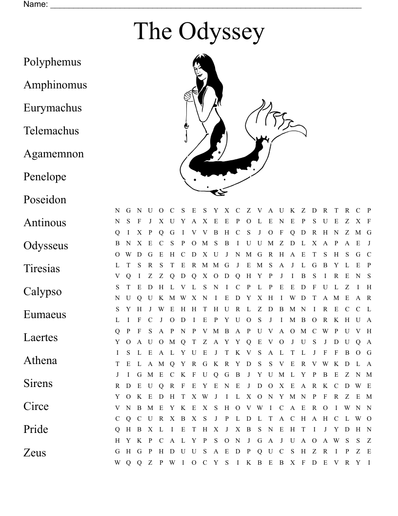 The Odyssey  Word Search