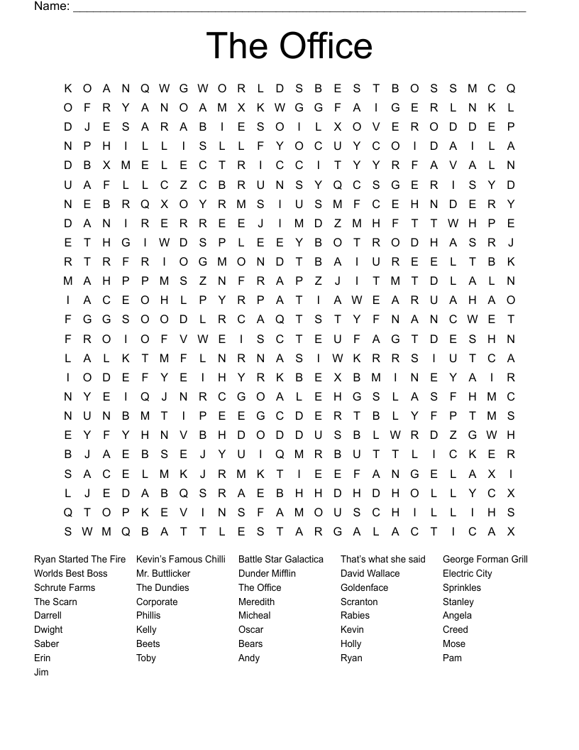 The Office Word Search
