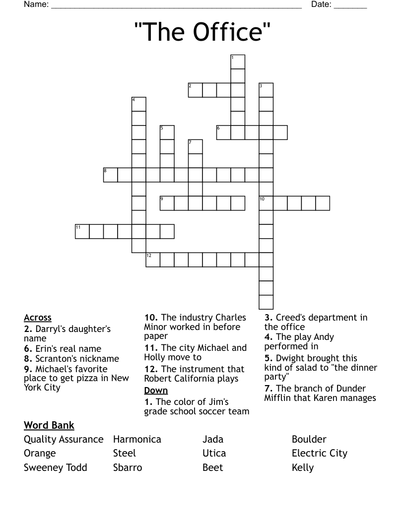 "The Office" Crossword