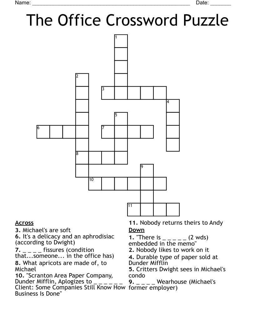 The Office Crossword Puzzle