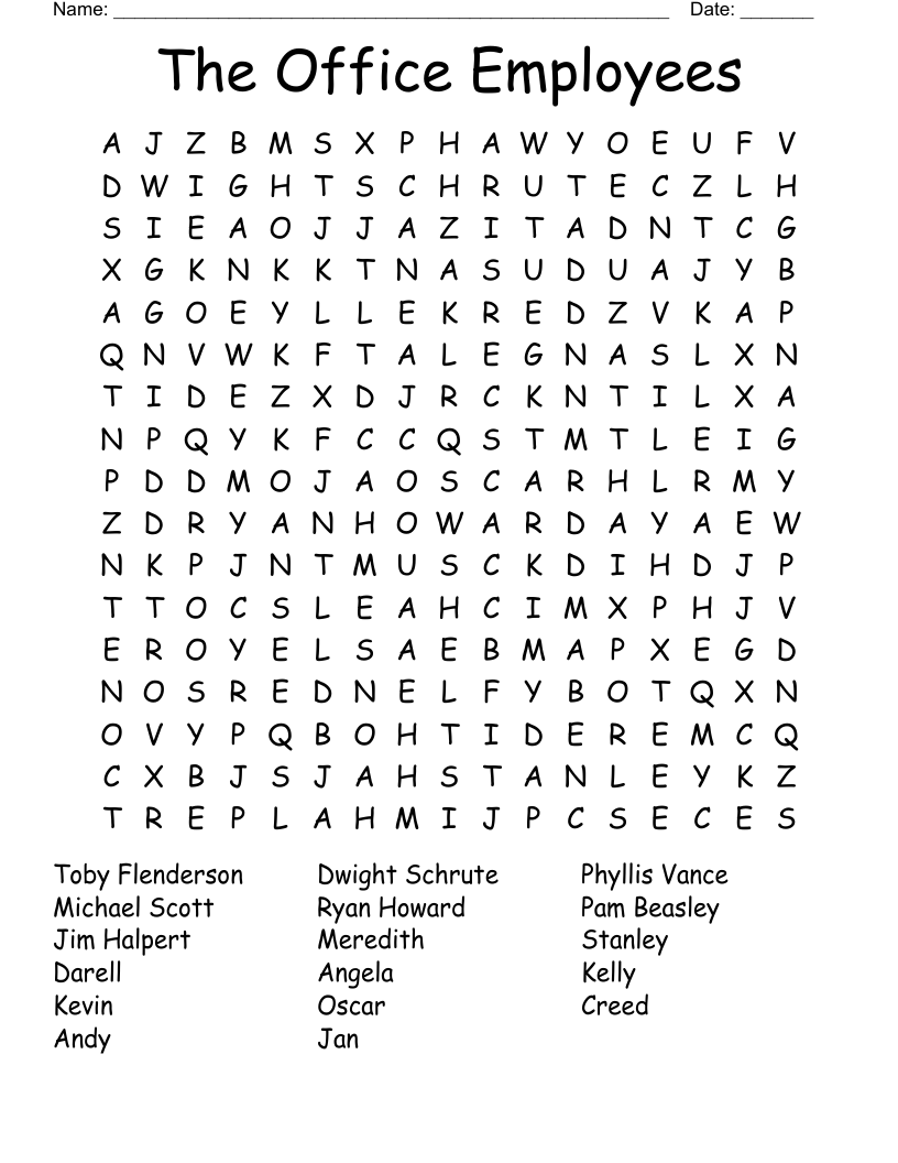 The Office Employees  Word Search