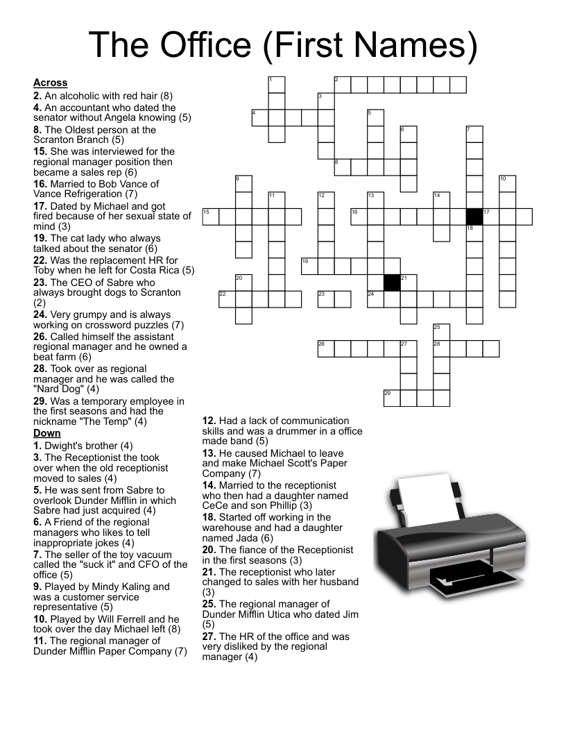 The Office (First Names) Crossword
