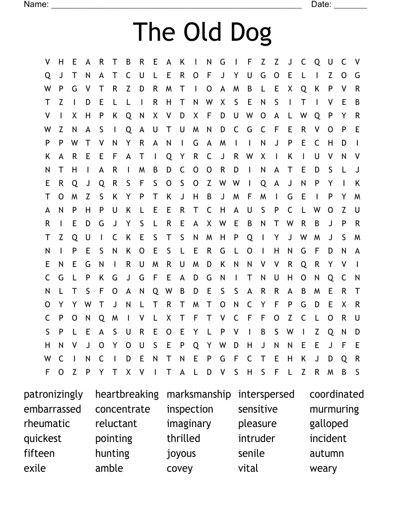 The Old Dog Word Search