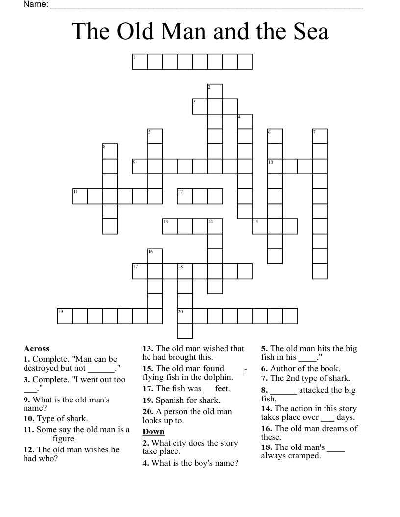 The Old Man and the Sea Crossword