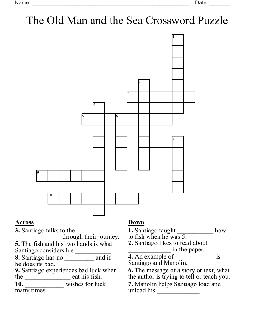The Old Man and the Sea Crossword Puzzle