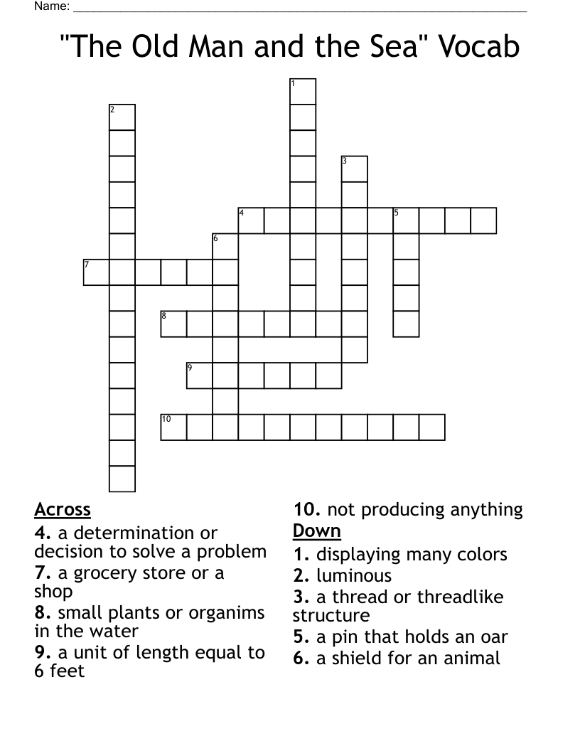 "The Old Man and the Sea" Vocab Crossword