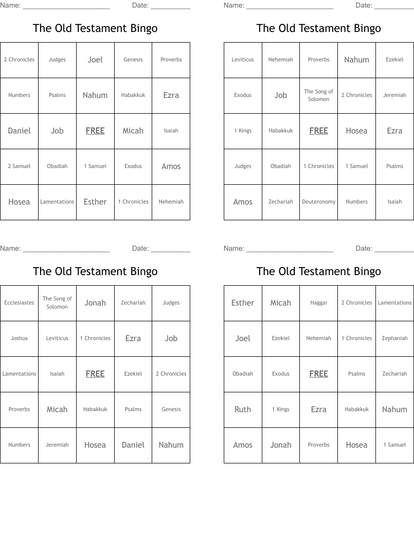 The Old Testament Bingo