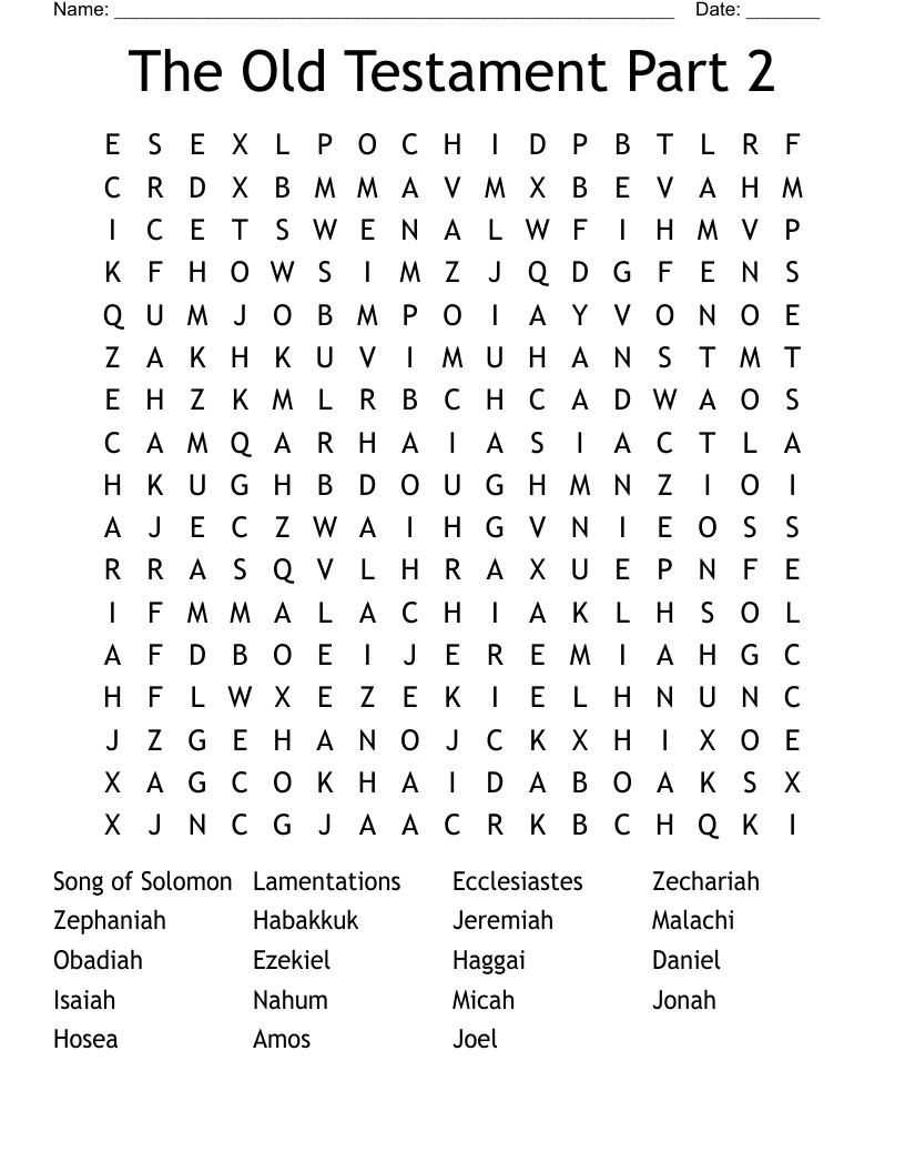 The Old Testament Part 2 Word Search