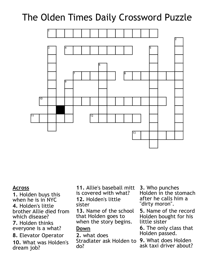 The Olden Times Daily Crossword Puzzle