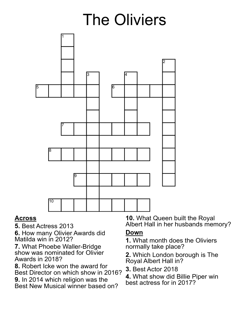 The Oliviers Crossword