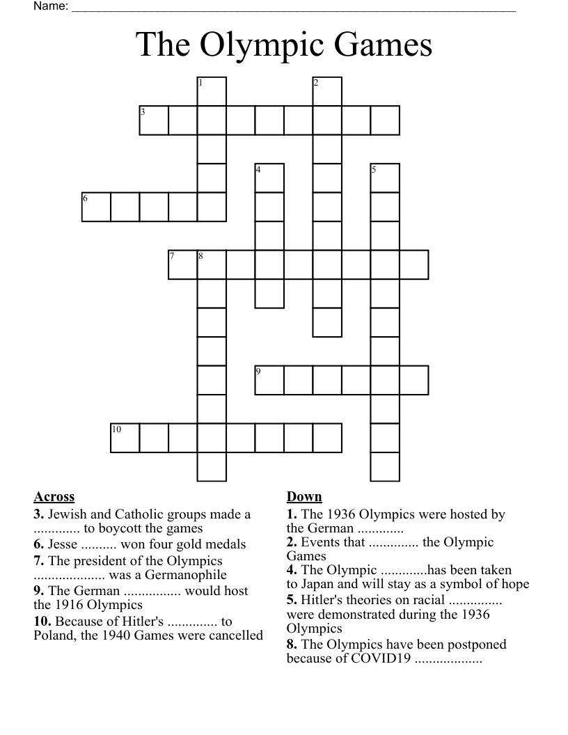 The Olympic Games Crossword