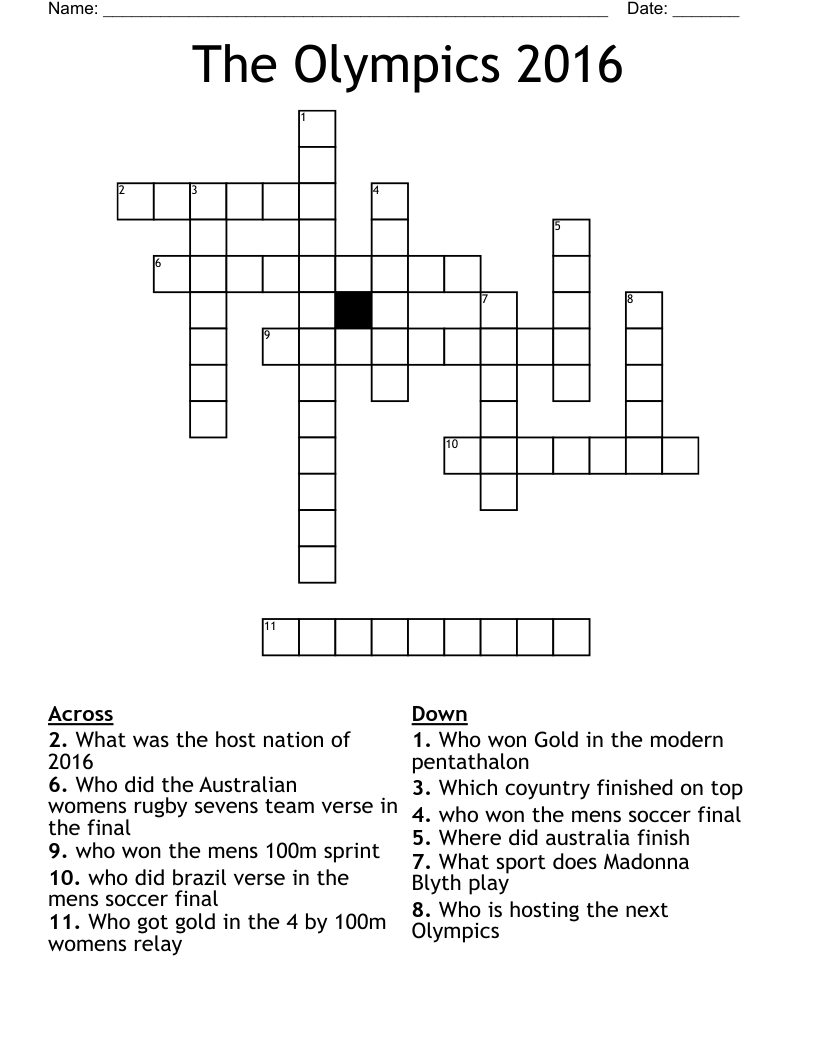 The Olympics 2016 Crossword