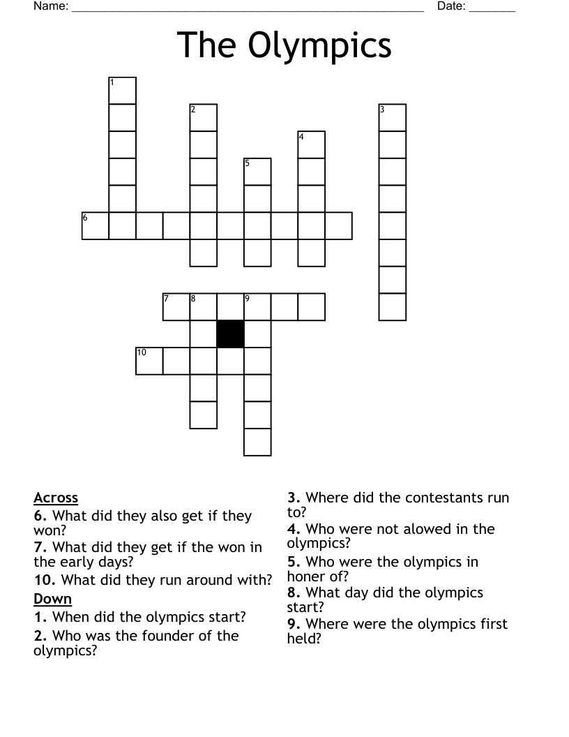 The Olympics Crossword