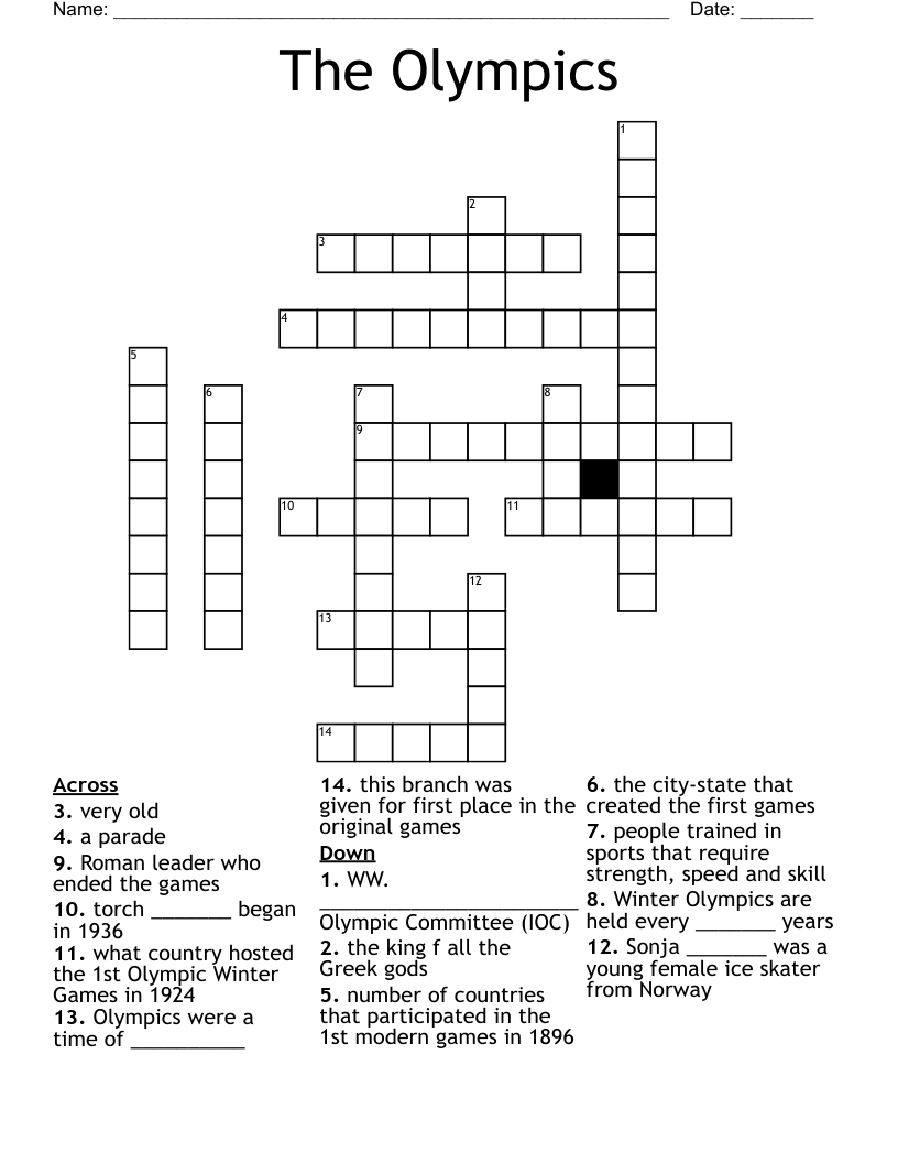 The Olympics Crossword