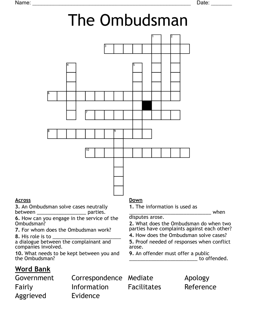 The Ombudsman Crossword