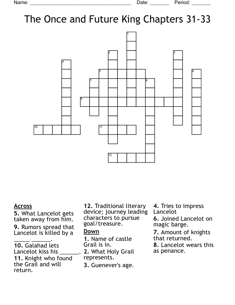 The Once and Future King Chapters 31-33 Crossword