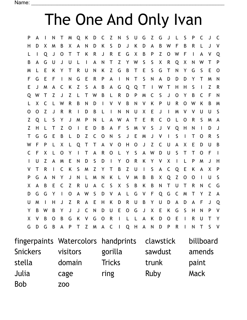 The One And Only Ivan Word Search