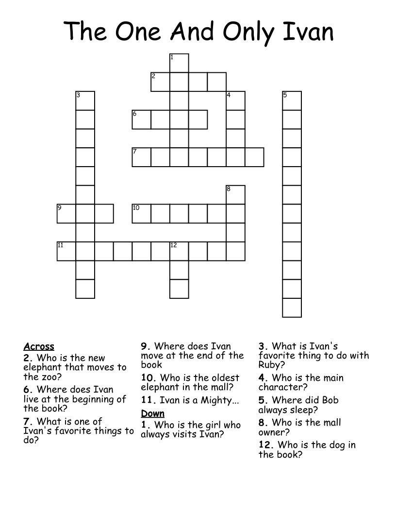 The One And Only Ivan Crossword
