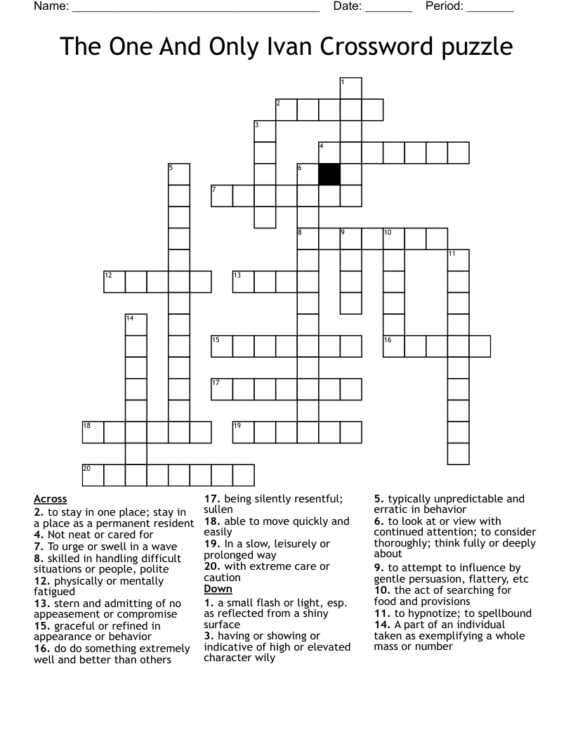 The One And Only Ivan Crossword puzzle