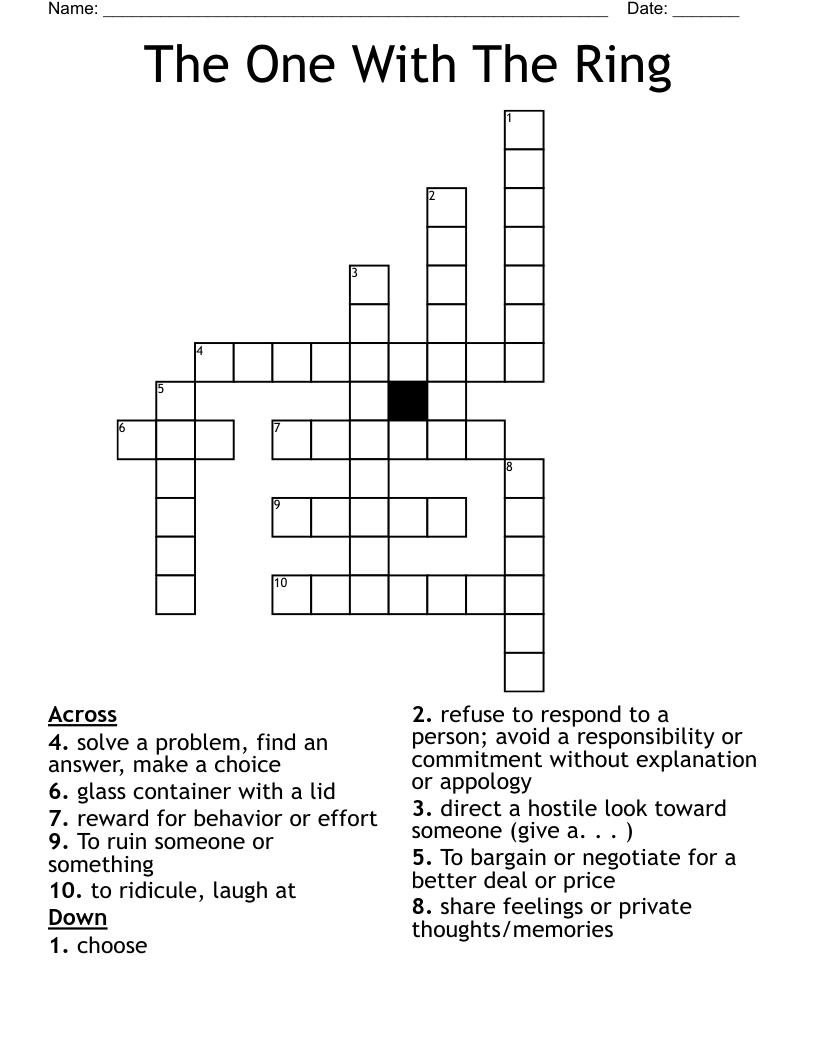 The One With The Ring Crossword