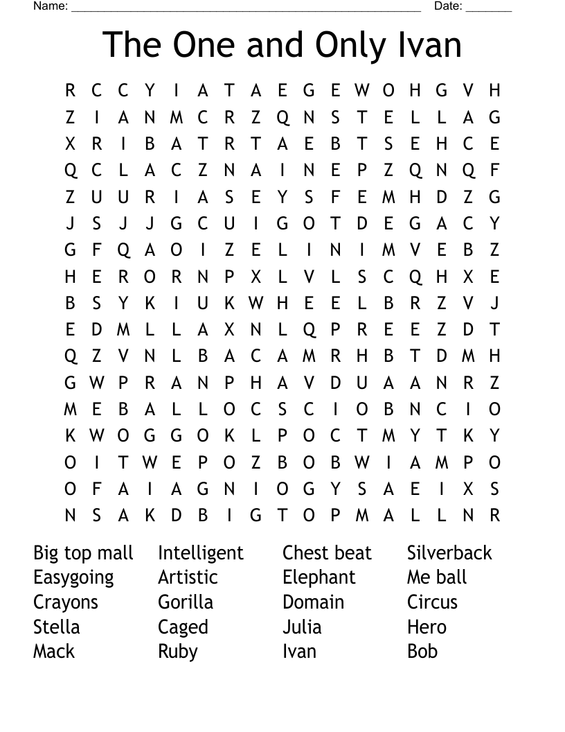 The One and Only Ivan Word Search