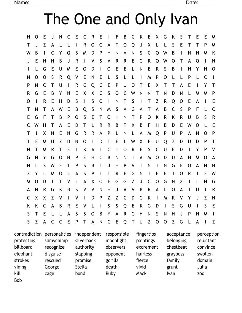 The One and Only Ivan Word Search