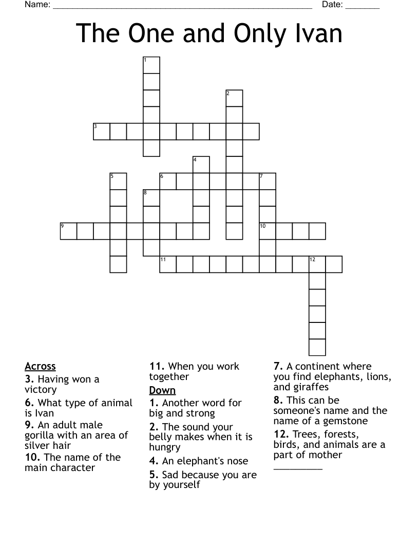 The One and Only Ivan Crossword
