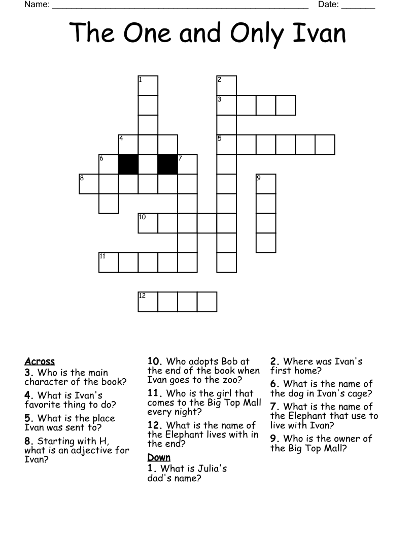 The One and Only Ivan Crossword