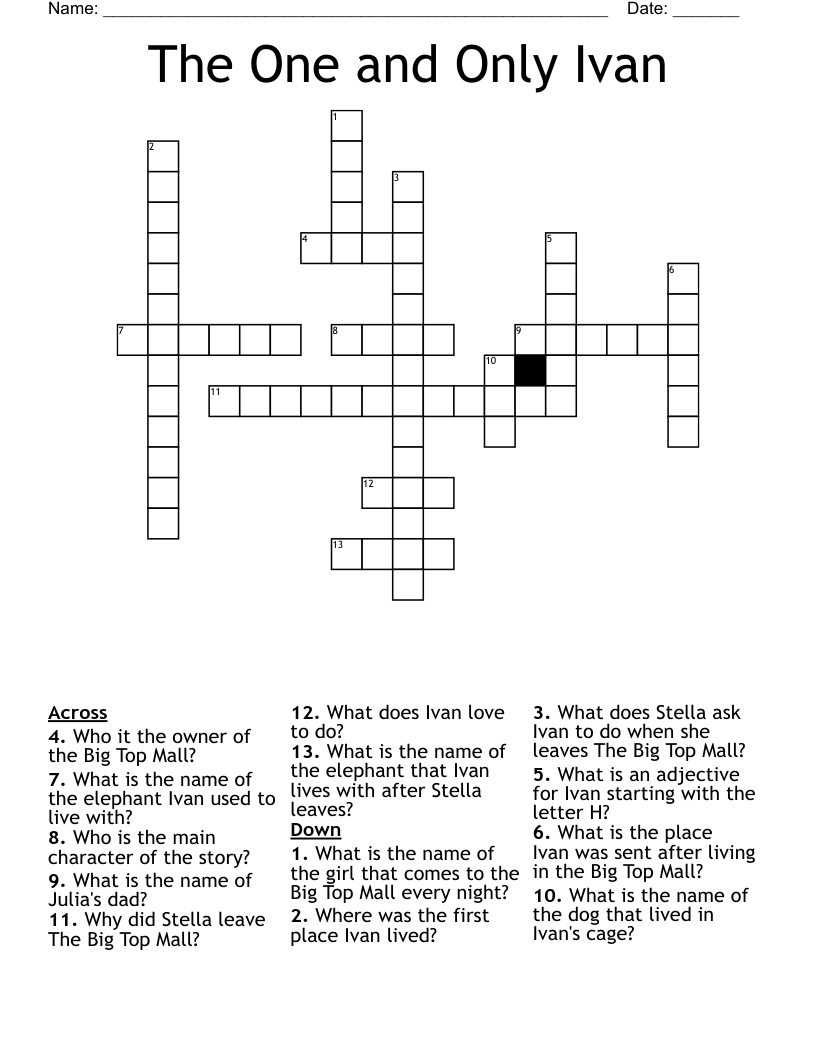 The One and Only Ivan Crossword