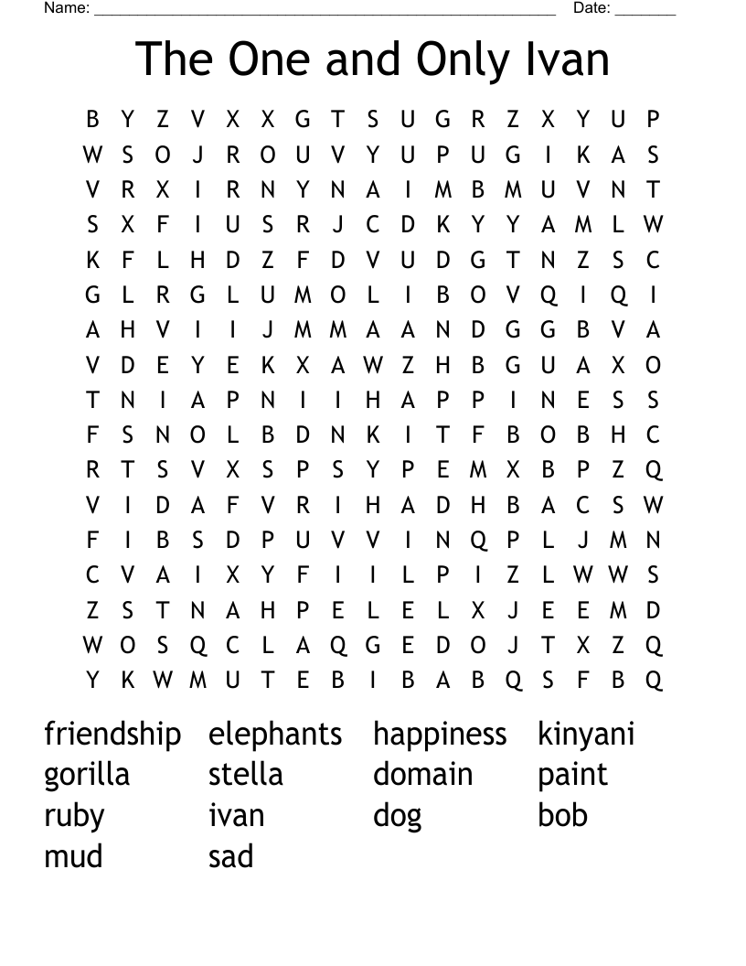 The One and Only Ivan Word Search