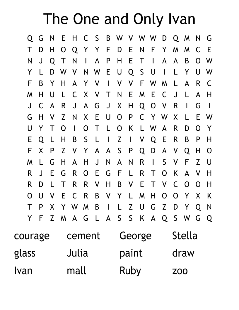 The One and Only Ivan Word Search