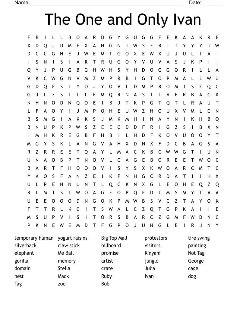 The One and Only Ivan Word Search