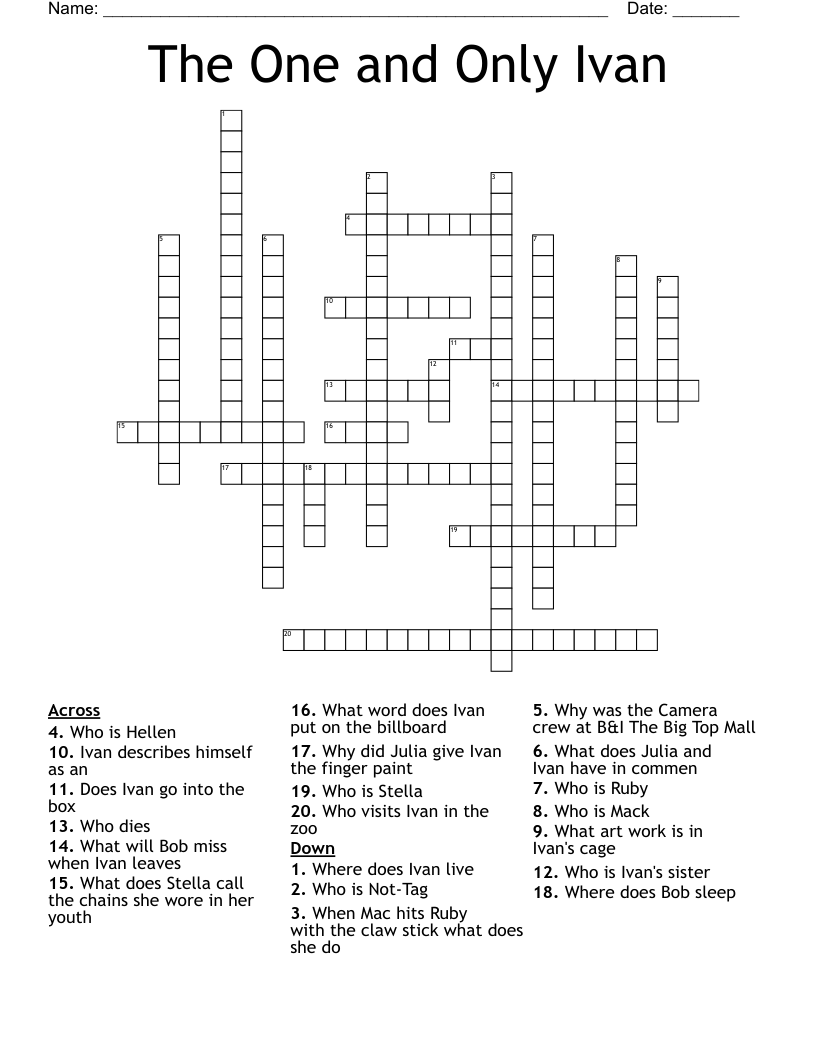 The One and Only Ivan Crossword