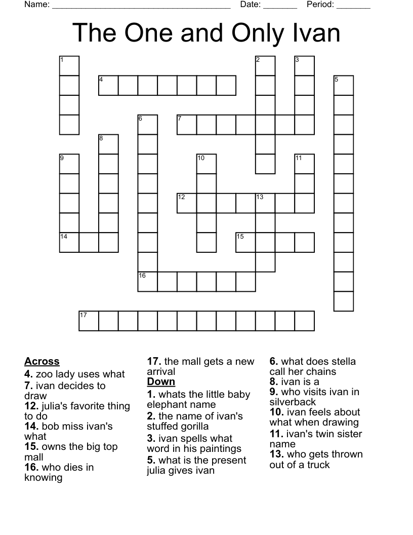 The One and Only Ivan Crossword