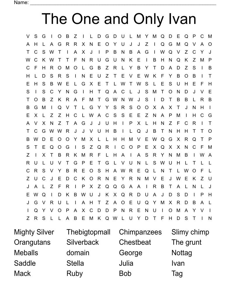 The One and Only Ivan Word Search