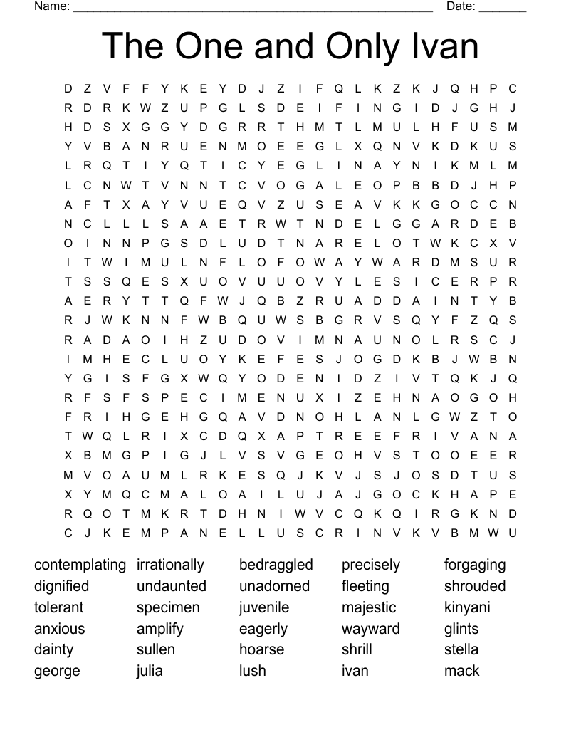 The One and Only Ivan Word Search